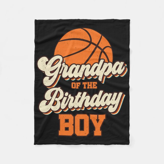 Mens Grandpa Of The Birthday Boy Bysketbyll Papa F Fleece Blanket (Front)