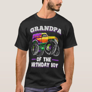 Mens Grandpa Of The Birthday Boy Fathers Monster T T-Shirt