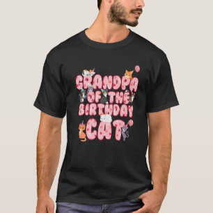 Mens Grandpa Of The Birthday Cat Grandfather Kitte T-Shirt
