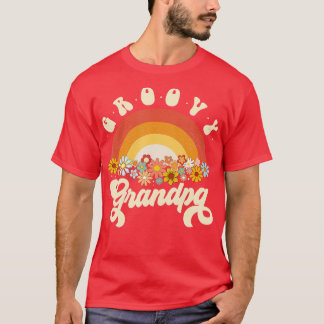 Mens  Grandpa Retro Rainbow Colourful Flowers Desi T-Shirt