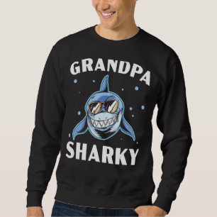 Mens Grandpa Sharky Grandfather Shark Grandparent Sweatshirt