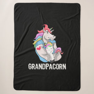 Mens Grandpacorn Unicorn Grandpa And Grandson Sherpa Blanket