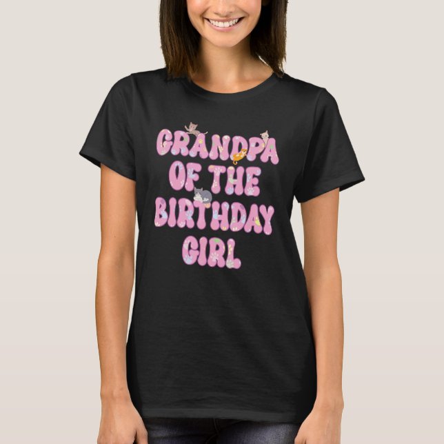 Mens Granpa Of The Birthday Girl Cat Themed Cat  B T-Shirt (Front)