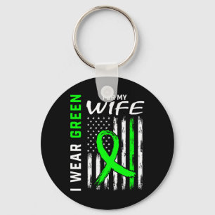 Mens Green Wife Kidney Disease Cerebral Palsy Awar Keychain