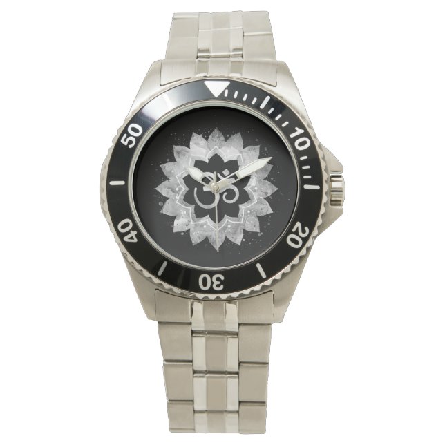 *~* Men's Grey Aum OM Meditative Mandala Watch (Front)