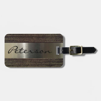 Men's Grey Corduroy And Steel Image Luggage Tag