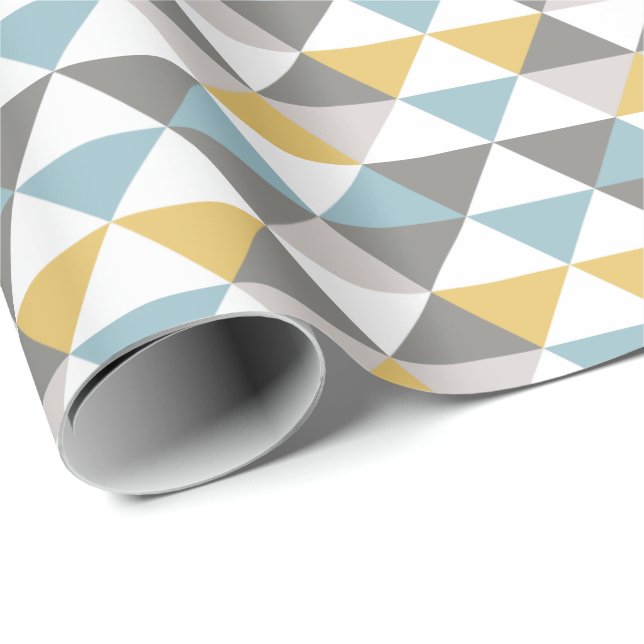 Men's Grey Gold Blue Modern Mid Century Wrapping Paper (Roll Corner)