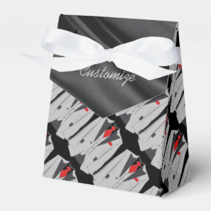 Men's Grey Suit and Red Tie Tent Favour Box