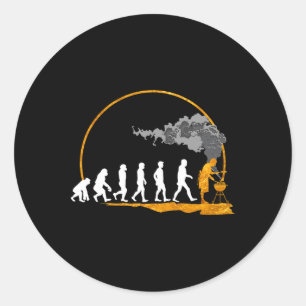 Mens Grilling Gift Print Evolution Of The Grill Sm Classic Round Sticker