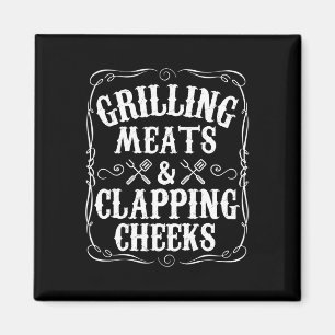 Mens Grilling Meats And Clapping Cheeks Funny Bbq  Magnet