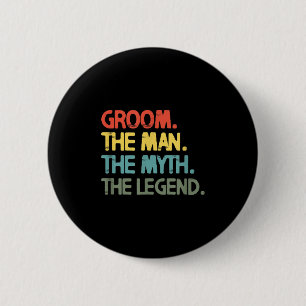 Mens Groom Wedding Bachelor Party Retro Vintage 2 Inch Round Button