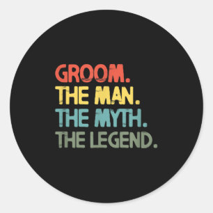 Mens Groom Wedding Bachelor Party Retro Vintage Classic Round Sticker