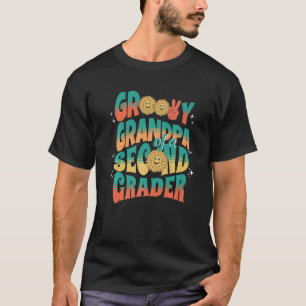 Mens Groovy Grandpa Of A Second Grader First Day B T-Shirt
