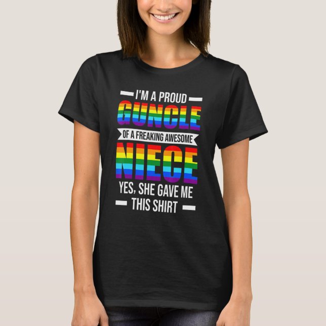 Mens Guncle Of A Freaking Awesome Niece Gay Uncle T-Shirt (Front)