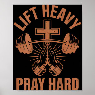 Mens Gym Christian Workout Dad Lift Heavy Pray Har Poster
