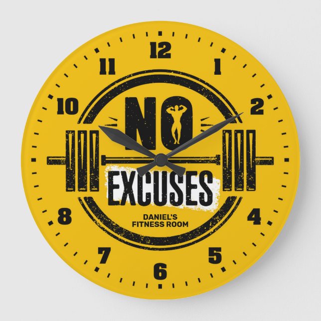 Men's Gym Fitness Room Personalized Wall Clock (Front)
