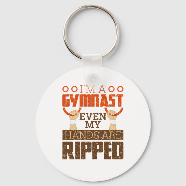 Mens Gymnastics Boy Gymnast Hands Ripped Rings Keychain (Front)