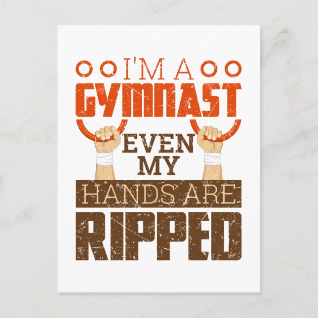 Mens Gymnastics Boy Gymnast Hands Ripped Rings Postcard (Front)