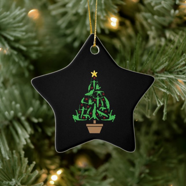 Men's Gymnastics Christmas Tree Ceramic Ornament (Tree)