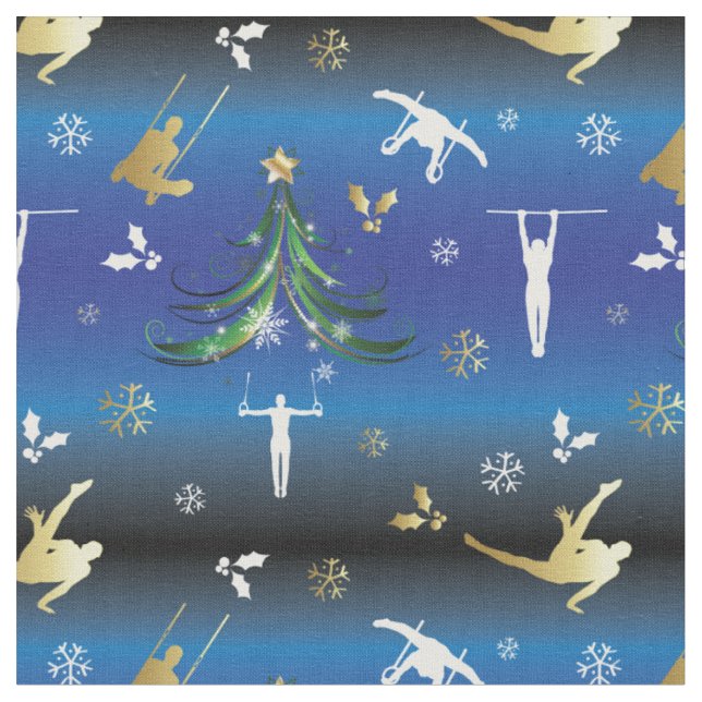 Men's Gymnastics Christmas Tree Snowflake Fabric (Close Up)