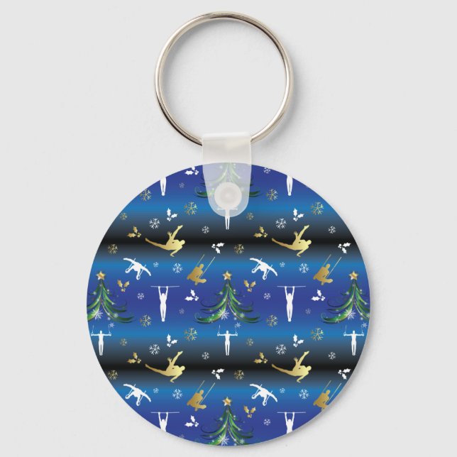 Men's Gymnastics Christmas Tree Snowflake Keychain (Front)