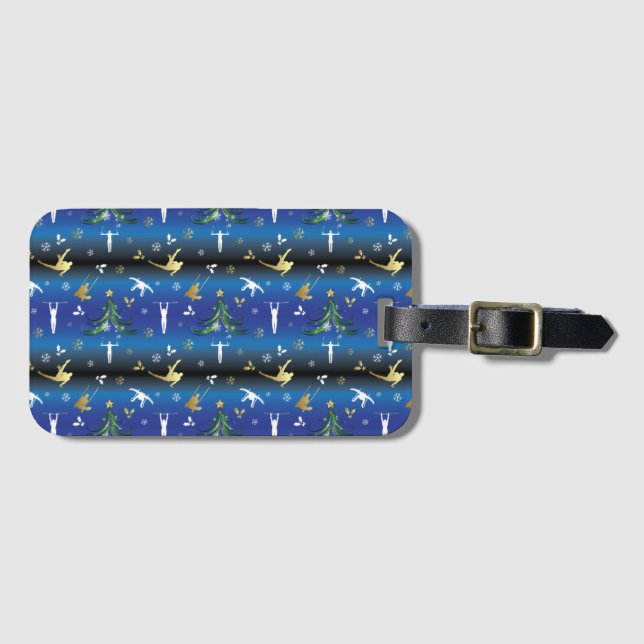 Men's Gymnastics Christmas Tree Snowflake Luggage Tag (Front Horizontal)