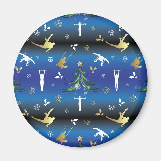 Men's Gymnastics Christmas Tree Snowflake Magnet (Front)
