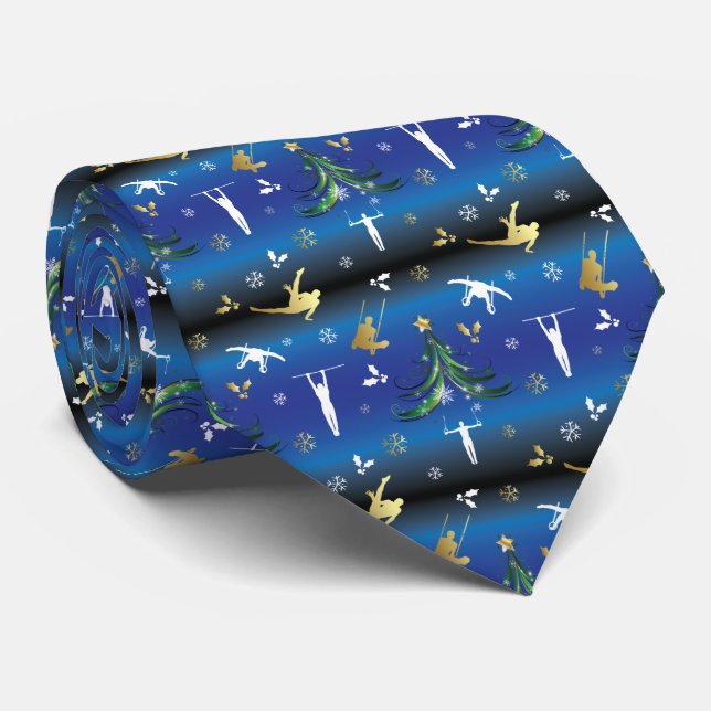 Men's Gymnastics Christmas Tree Snowflake Tie (Rolled)