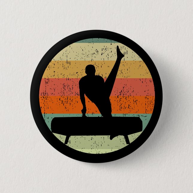 Mens Gymnastics Male Gymnast at Sunset 2 Inch Round Button (Front)