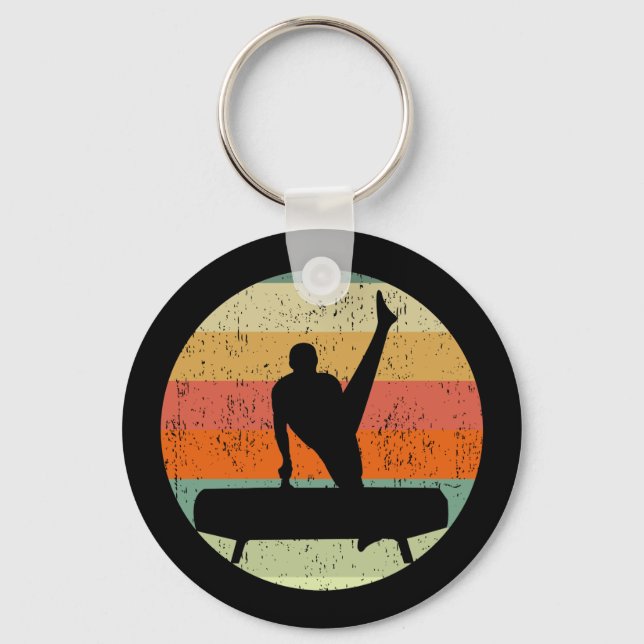 Mens Gymnastics Male Gymnast at Sunset Keychain (Front)