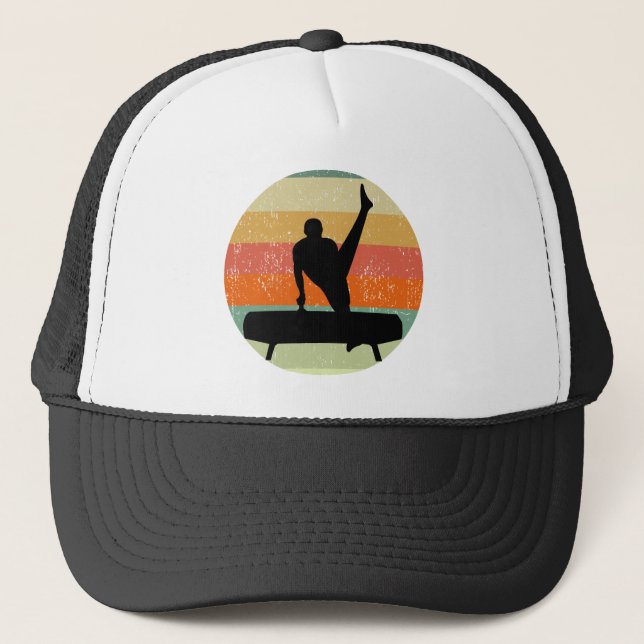 Mens Gymnastics Male Gymnast at Sunset Trucker Hat (Front)