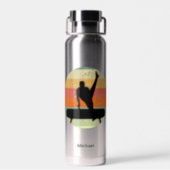 Mens Gymnastics Male Gymnast Sunset Personalized Water Bottle (Back)