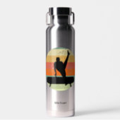 Mens Gymnastics Male Gymnast Sunset Personalized Water Bottle (Front)