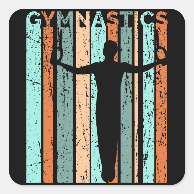 Mens Gymnastics Retro Distressed Birthday Kids Square Sticker (Front)