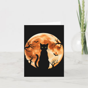 Mens Halloween Cat Moon Black Cat Creepy Bat Tree Card