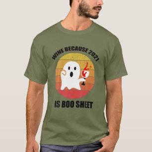 Mens Halloween Ghost Drinking Wine In 2021 Funny H T-Shirt