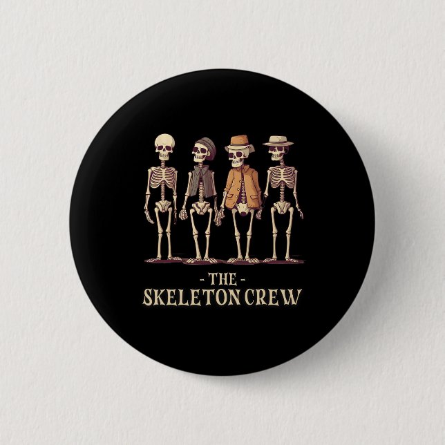 Men's Halloween Skeleton Crew  2 Inch Round Button (Front)