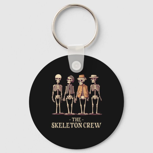 Men's Halloween Skeleton Crew  Keychain (Front)