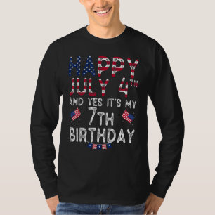 Mens Happy 4 July And Yes It's My 7th Birthday Sin T-Shirt