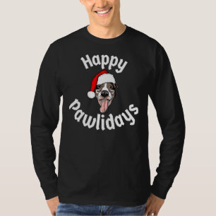 Mens Happy Pawlidays Merry Pitmas Pitbull Christma T-Shirt