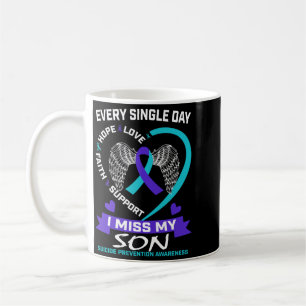 Mens Heart Teal Purple Miss Son Awareness Coffee Mug