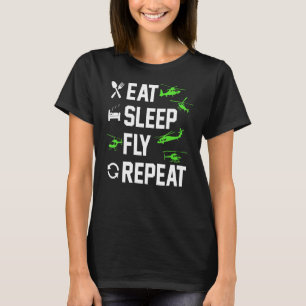 Mens Heli Pilot   Helicopter Flying Eat Sleep Fly  T-Shirt