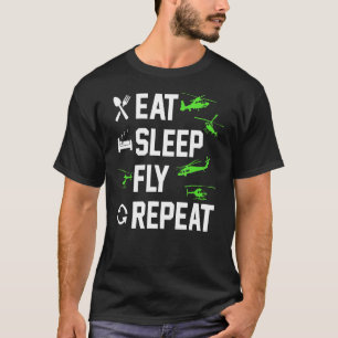 Mens Heli Pilot Helicopter Flying Eat Sleep Fly T-Shirt