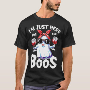 Mens Here For The Boos Halloween Women Ghost Cute T-Shirt