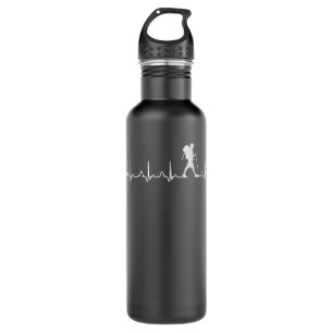 Mens Hiking Heartbeat EKG Pulse Hiker Lover 355 710 Ml Water Bottle