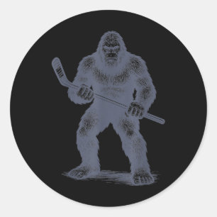 Mens Hockey Bigfoot Youth Boys Field Hockey Player Classic Round Sticker