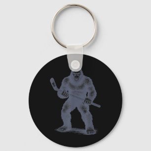 Mens Hockey Bigfoot Youth Boys Field Hockey Player Keychain