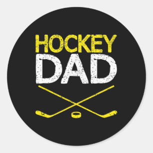 Mens Hockey Dad Vintage Fathers Day Summer Winter Classic Round Sticker