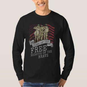Mens Home Of The Free Because Of The Brave Soldier T-Shirt