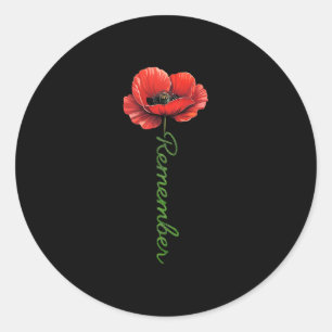 Mens honour and remember poppy flower language classic round sticker